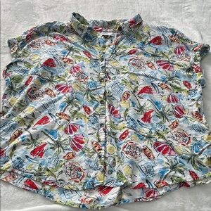 Sonoma Multicolor Tropical Print Button-Up Top